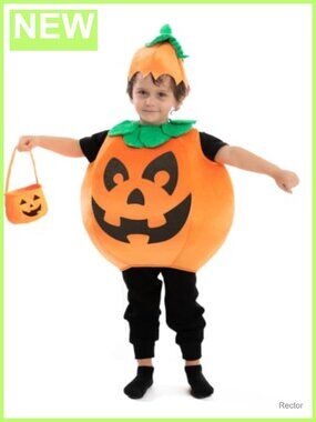 Toddler Halloween Pumpkin Costume Set with Basket & Hat Dress Up